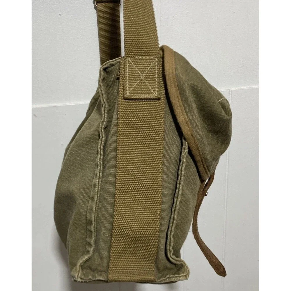 American Eagle Outfitters Y2K Canvas Messenger Bag Army Green Vintage Utility